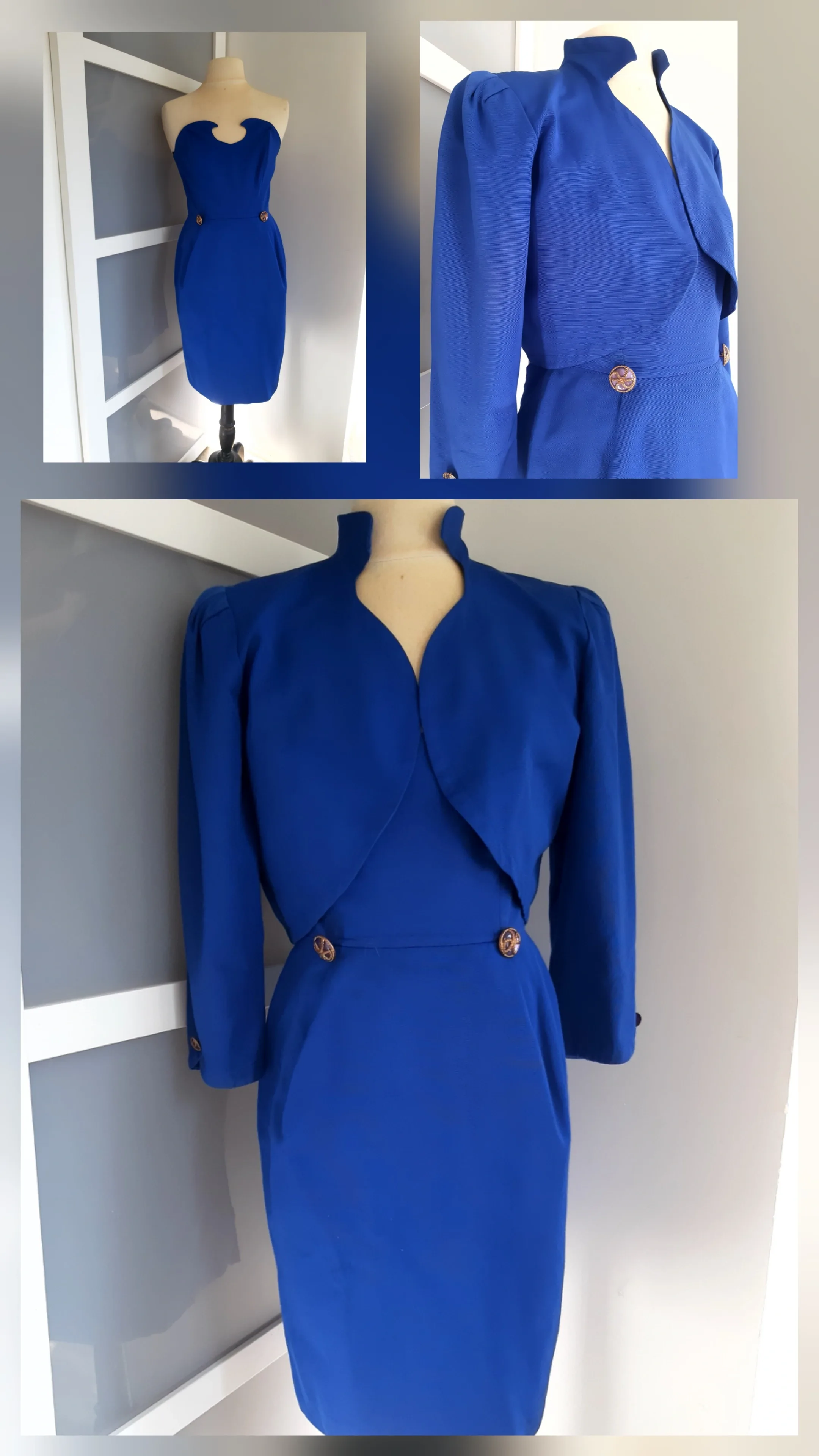 Pièce Tailleur robe bleu vintage chic