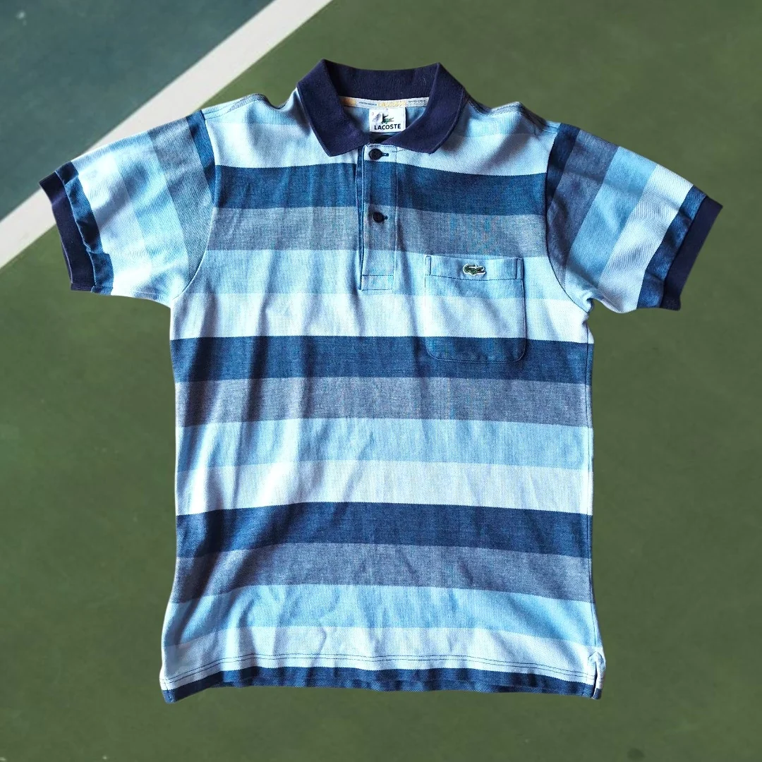 LACOSTE Polo rayé bleu vintage