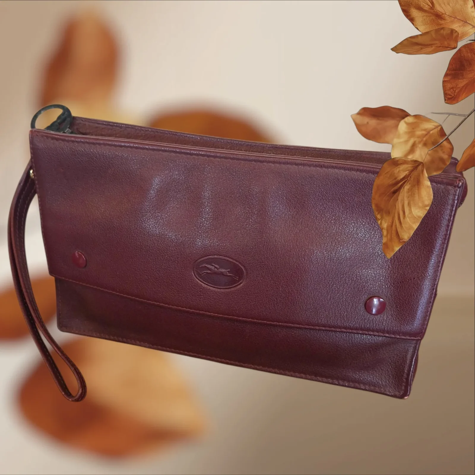 Trousse vintage cuir bordeau